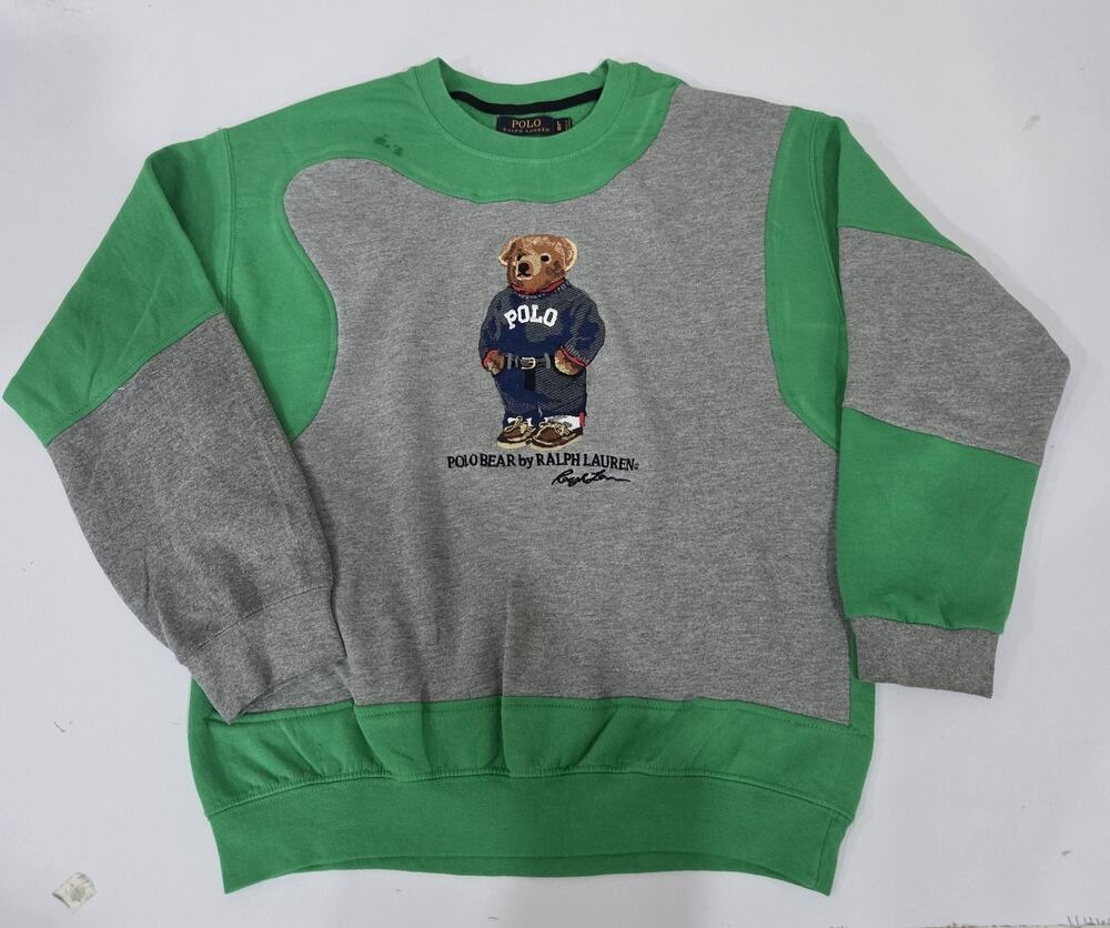 Vintage Polo Reworked Sweatshirt – Unique Upcycled Paneled Jumper – Size L